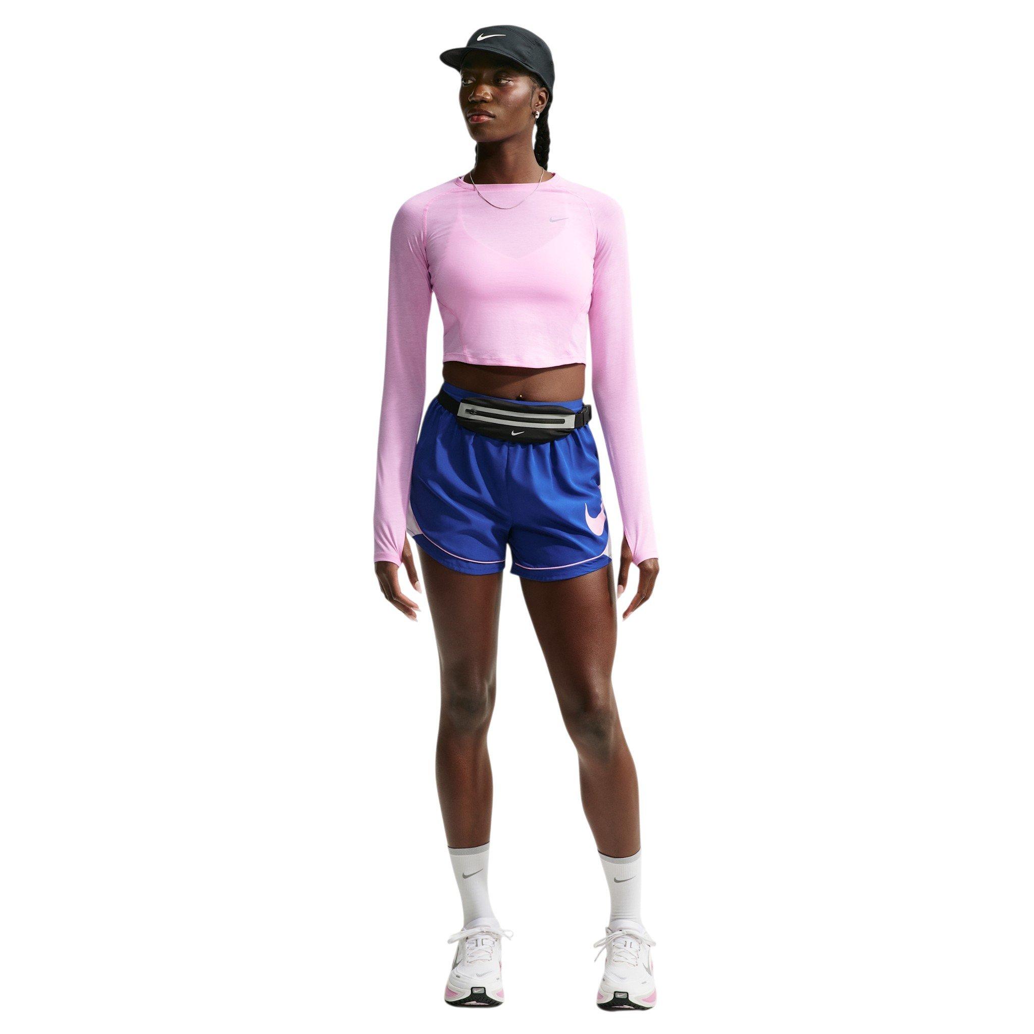 Nike Women's Tempo Dri-FIT Cropped Long Sleeve Running Top - Pink - PINK